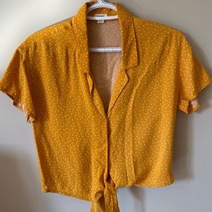 GARAGE Tie Front Button Up Blouse